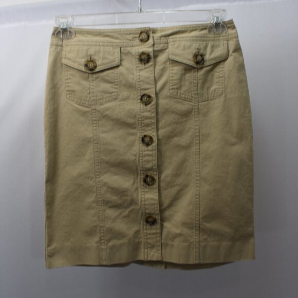 JONES NEW YORK SIGNATURE KHAKI BUTTON SKIRT SIZE‎ 4 - Picture 1 of 5